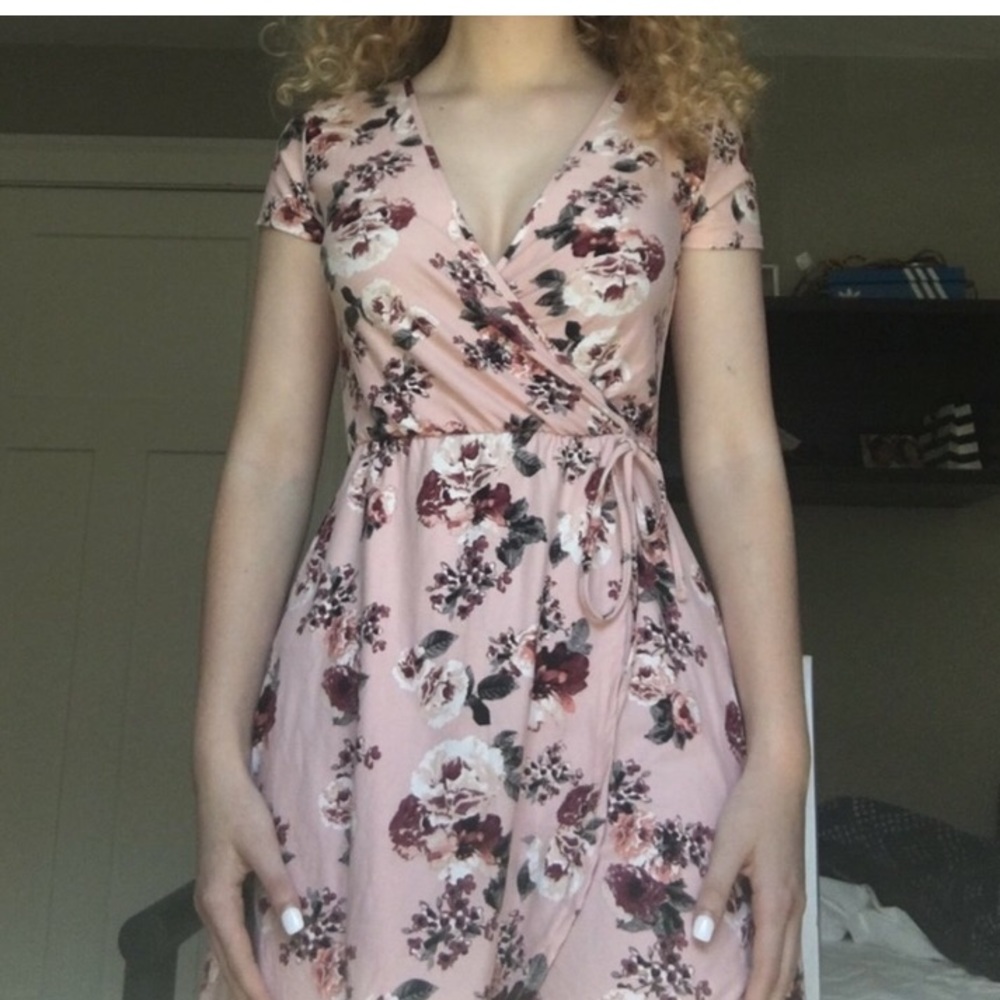 floral wrap dress